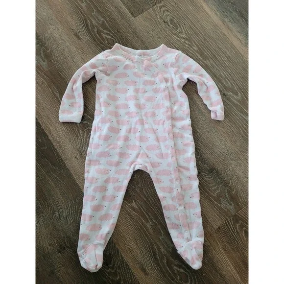 Baby Girl Nordstrom Pink Hedgehog Footed Pajamas Sleepsuit‎ 9 Months #R