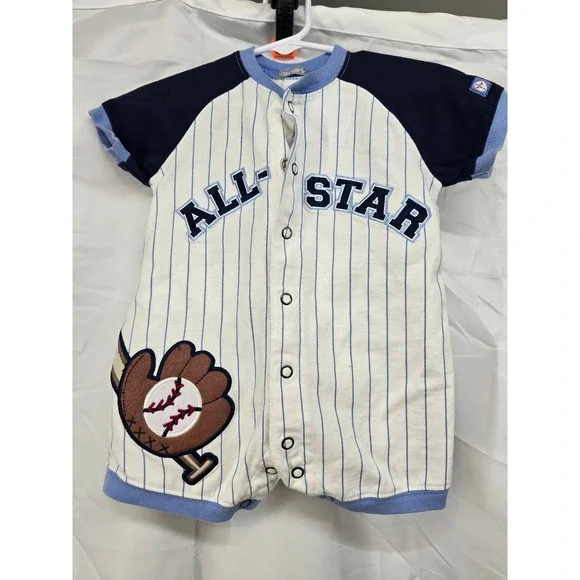 Babys First Baseball Outfit All Star Romper Onesie Carter's 6M‎