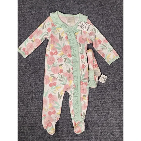 Brand New First Impressions Footie Sleeper Girl 3-6‎ Months Pink Floral headband