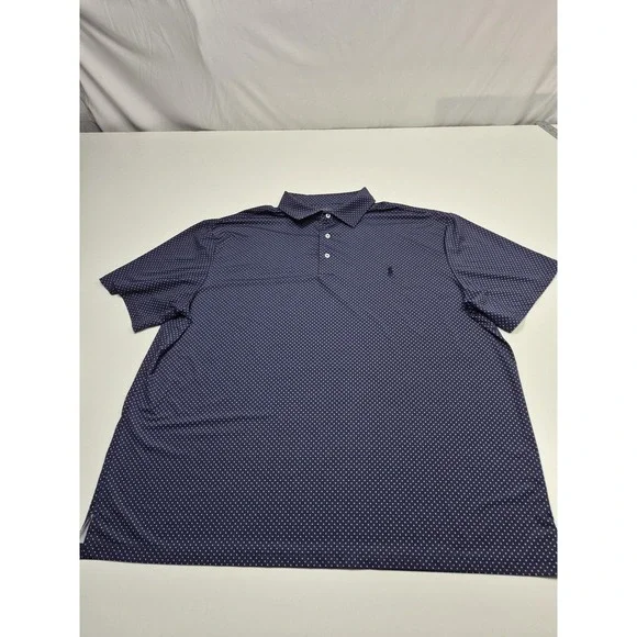 Polo Ralph Lauren Polo Shirt Mens 2XB Big Blue Polka Dot Golf Performance