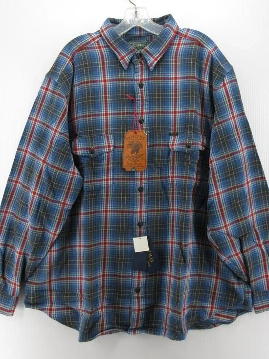 Polo Country Ralph Lauren Shirt 2XB Big Flannel Plaid Heritage Outdoor*