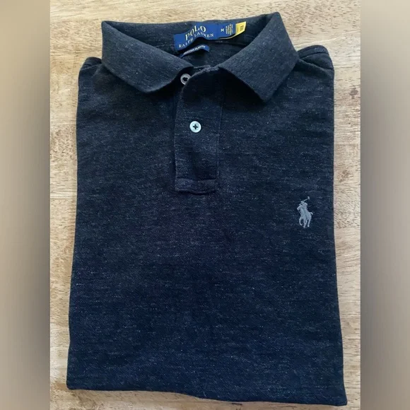 Polo Ralph Lauren‎ Men’s Sz Medium Custom Slim Fit Merled Dark Gray Polo