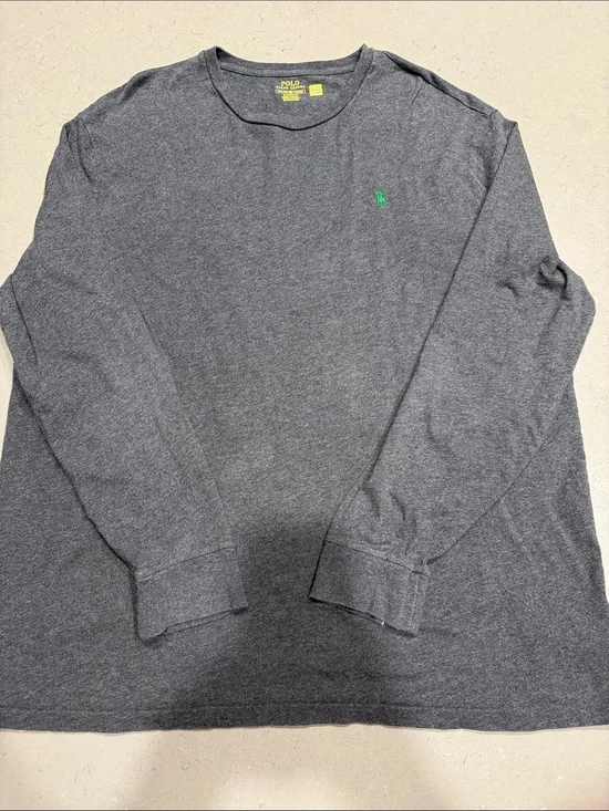 Polo by Ralph Lauren Charcoal Long-Sleeve Crewneck with Green Pony