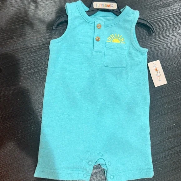 NWT Size 3-6 months Garanimals Turquoise Tank Romper