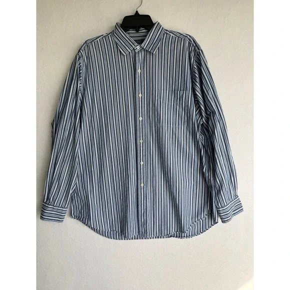 Polo‎ Ralph Lauren Stripe Button Down Shirt Custom Fit Blue White Long Sleeve
