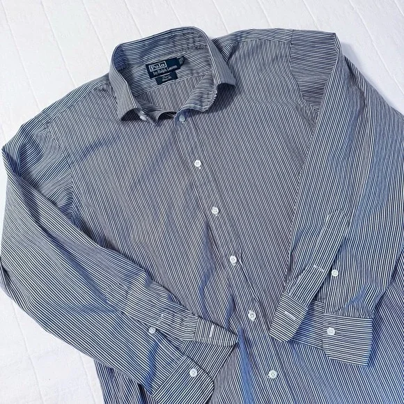 Polo Ralph Lauren Men's Regent Classic Fit Blue Green Stripe Dress Shirt 16.5-33