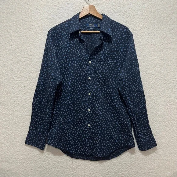 Polo Ralph Lauren Mens Slim‎ Fit Floral Print Button Down Shirt Size Medium