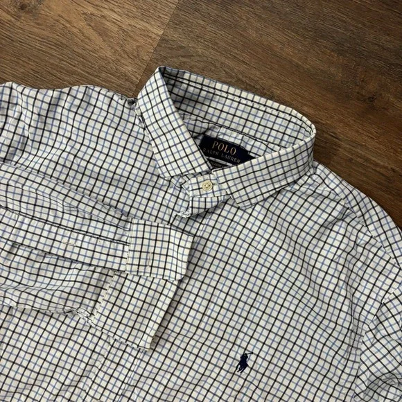 Polo Ralph Lauren Classic Fit Performance Button Up Shirt Men's Sz XL White Blue