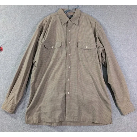 VTG Polo Ralph Lauren USA Houndstooth Check Shirt Men M Gorpcore Grunge Oversize