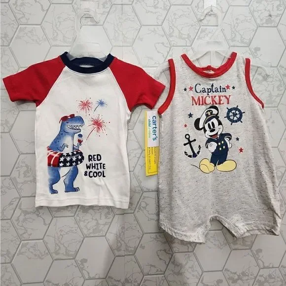 New Baby Boy's 4th of July Patriotic Clothes Bundle,  Size 18 months
