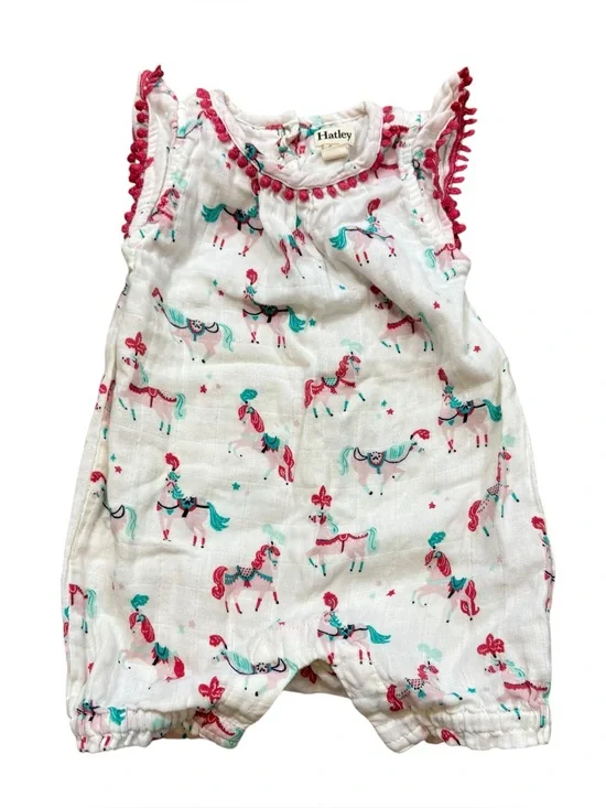 Hayley‎ Baby Girl Carousel Horse Romper 100% Cotton, Size 6-9 Months