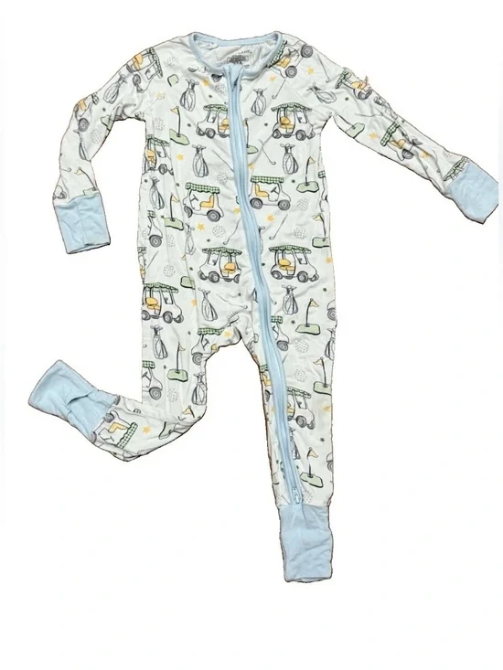 Caden Lane Country Club Cuties Convertible Zip Up Pajamas Baby Boy Size 12-18 mo