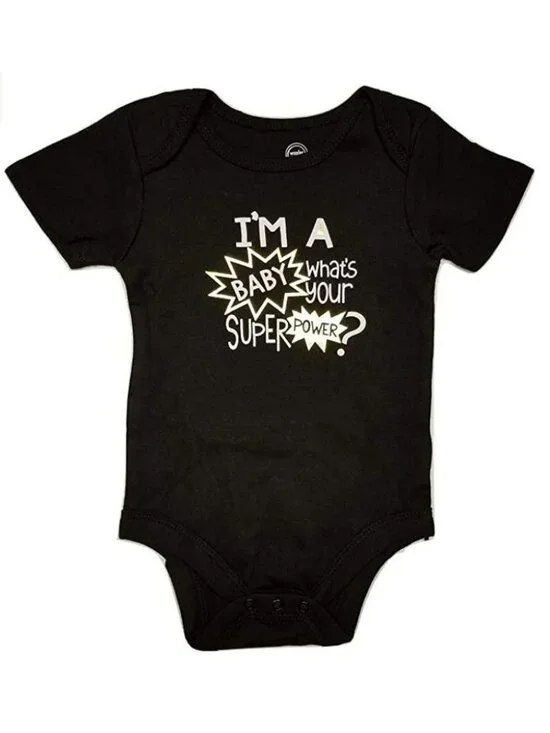 I'm a Baby What's Your Super Power? Baby One Piece Bodysuit 18mos LH4318