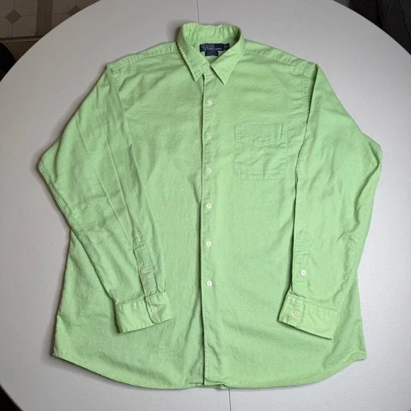 Polo Ralph Lauren Marlowe Mens XL Lime‎ Green Cotton Button Down Long Sleeve