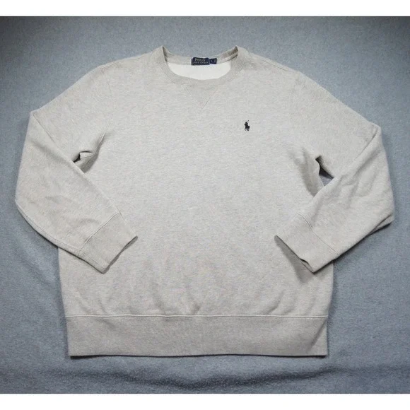 Polo Ralph Lauren Sweatshirt Mens Large Gray Crewneck Pony Logo Fleece Casual