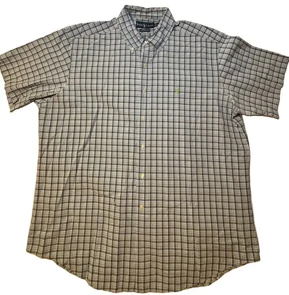 Ralph Lauren XL Classic Fit Madras 100% Cotton Plaid Shirt Blue Green Pony VTG