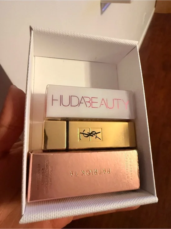 Patrick ta, Huda beauty and YsL Beauty Lipstick Trio - Pink & Gold Shades