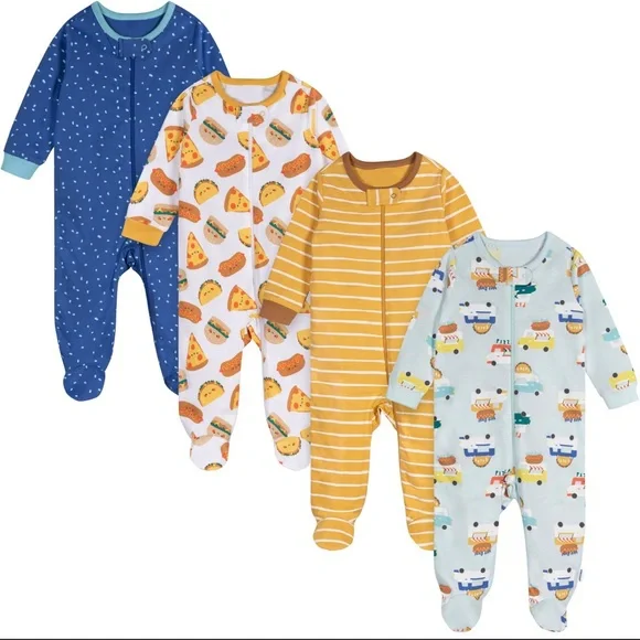 Onesies Brand Baby Boys 4 pack Sleep n’ Play 6-9 months
