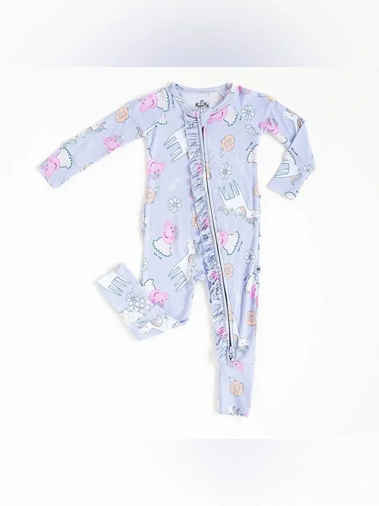 BUMS & ROSES Baby Girl Peppa Pig Bamboo Ruffle Romper - 0-3M