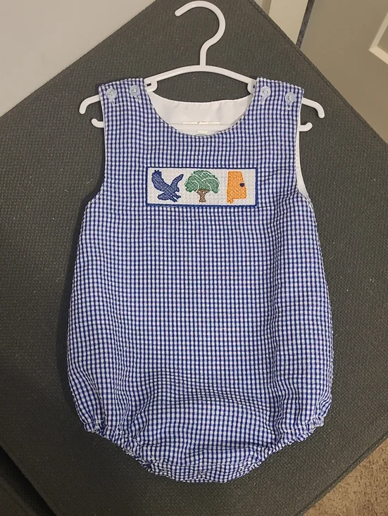 Goin' Nutz Personalized Baby Outfit - Blue & White Gingham