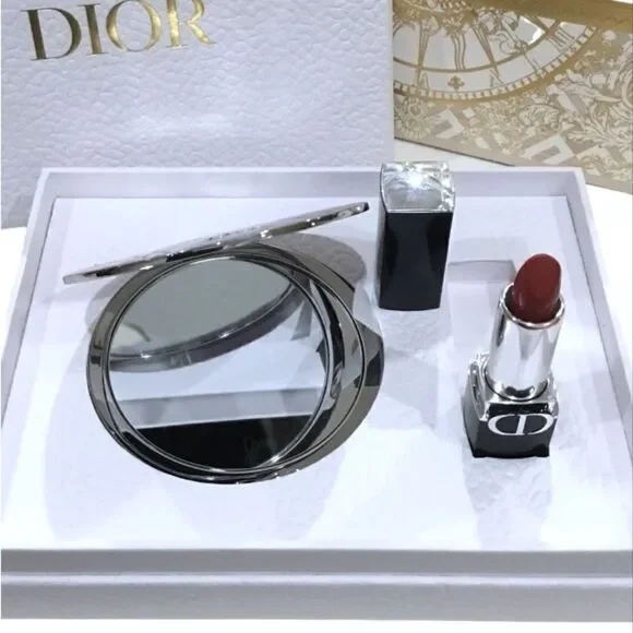 DIOR EXCLUSIVE POCKET MIRROR AND ROUGE DIOR FLORAL LIP CARE LONG WEAR