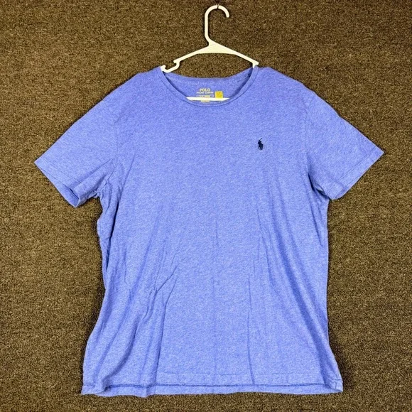 Polo Ralph Lauren Mens Large Blue Heathered Short Sleeve Crewneck Pony T-Shirt