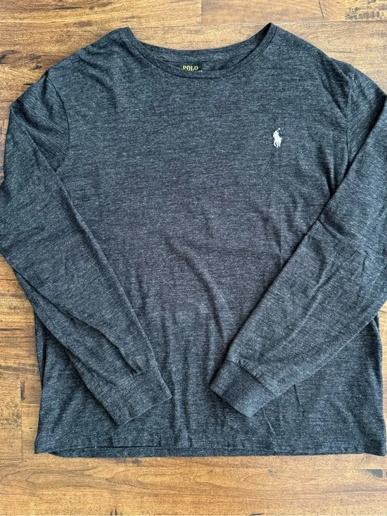 Polo by Ralph Lauren Charcoal Heather Long-Sleeve Crewneck Shirt