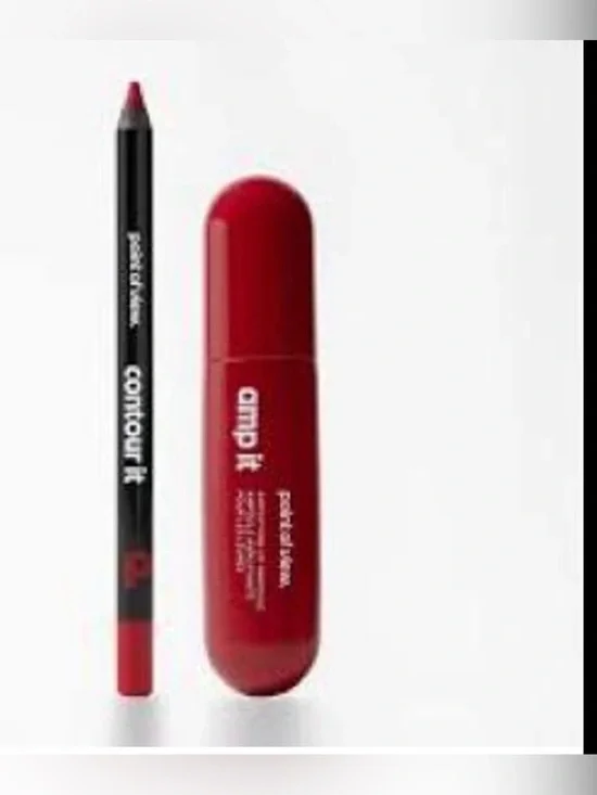 (K)it amp it Red Lip Liner Pencil 0.4 oz + Point of View Contour Pencil Set