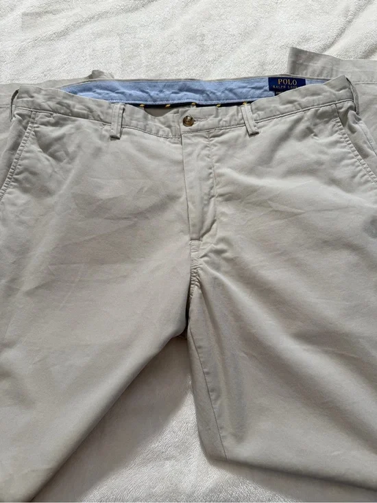 Polo Ralph Lauren Tan Khaki Stretch Straight Fit Chino Trousers Size 36