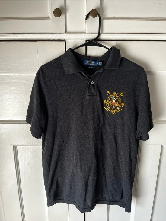 Polo by Ralph Lauren Gray Embroidered Crest Polo Shirt - Men’s Size M