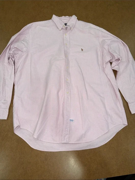 Polo by Ralph Lauren Yarmouth Men’s Light Pink & White Stripe Button-Down Shirt
