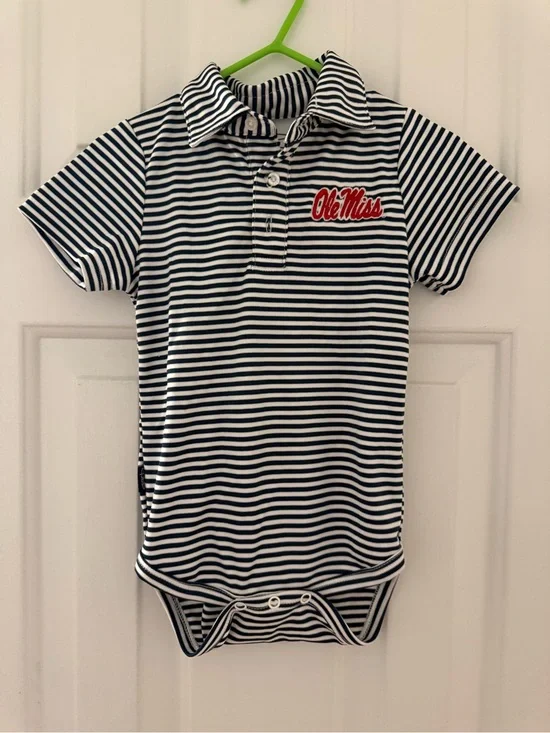 Ole Miss Navy & White Striped Polo Bodysuit