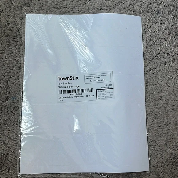 TownStix | 4 x 2 | 10 labels per page | 30 sheets | Total 300 labels