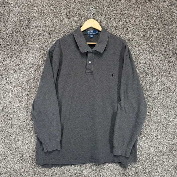 Polo Ralph Lauren Shirt Mens 4XLT Heather Gray Cotton Pony Long Sleeve FLAWS