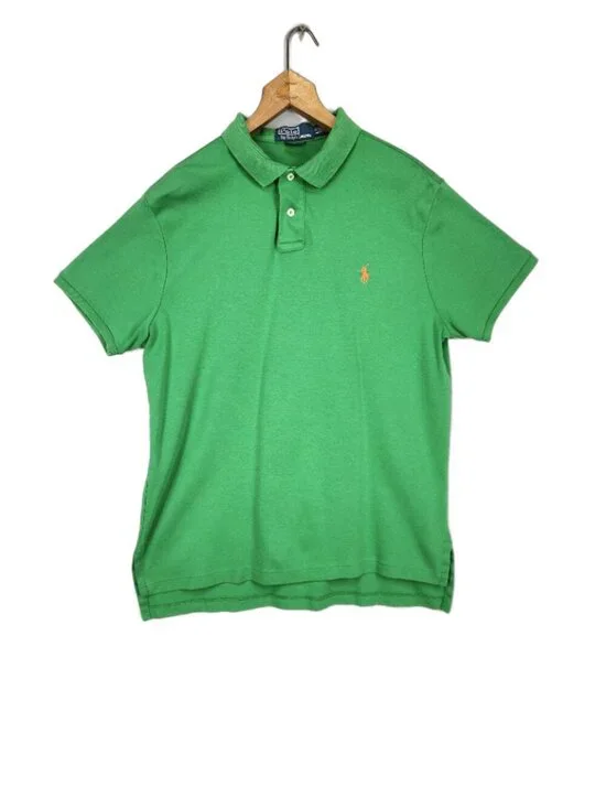 Polo Ralph Lauren Custom Fit Men's L Green Short Sleeve Pony Logo Shirt Retro