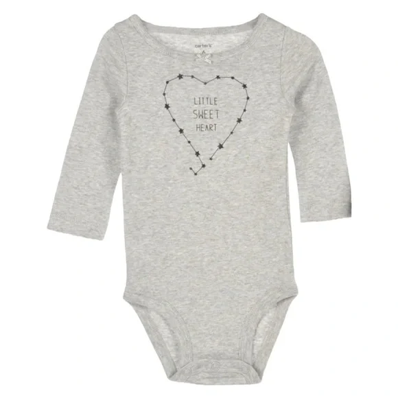 Little Sweet Heart Gray Long Sleeve Onesie
