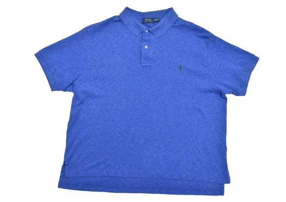Polo Ralph Lauren Shirt Men 2XB Blue Heather Short Sleeve Cotton Big & Tall Pony