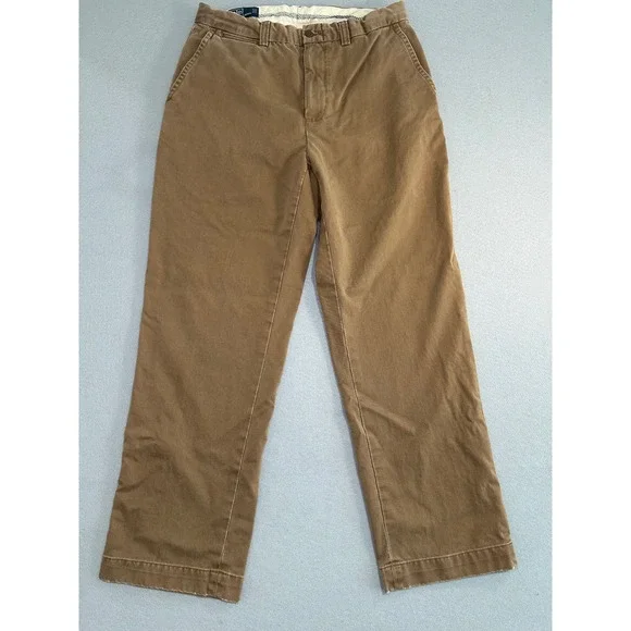 Polo Ralph Lauren Chino Pants Mens 33x30 Brown Tan Cotton Straight Leg Trousers