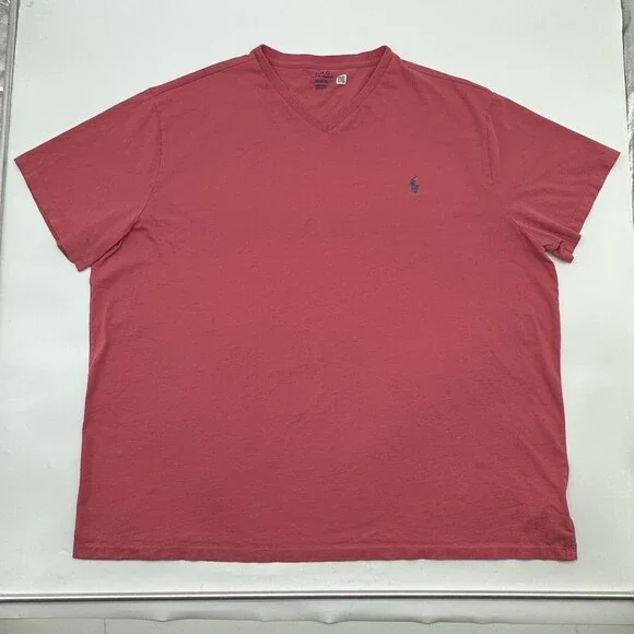 Polo Ralph Lauren Men's Big & Tall Size 3XB Pink Short Sleeve V-Neck T-Shirt