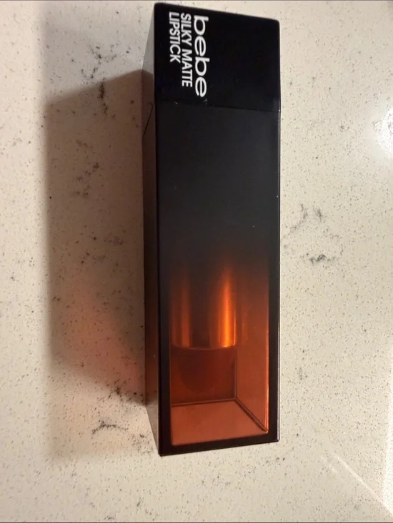 bebe Silky Matte Lipstick - Black and Amber Orange Case chestnut red