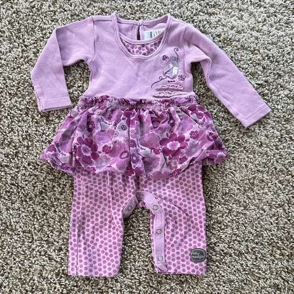 Naartjie Lavender Floral One Piece Onesie Jumper Snap Closure girls ruffles