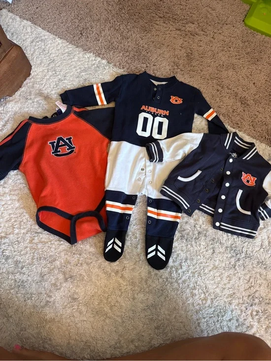 Auburn Tigers Navy & Orange Baby One-Piece Set