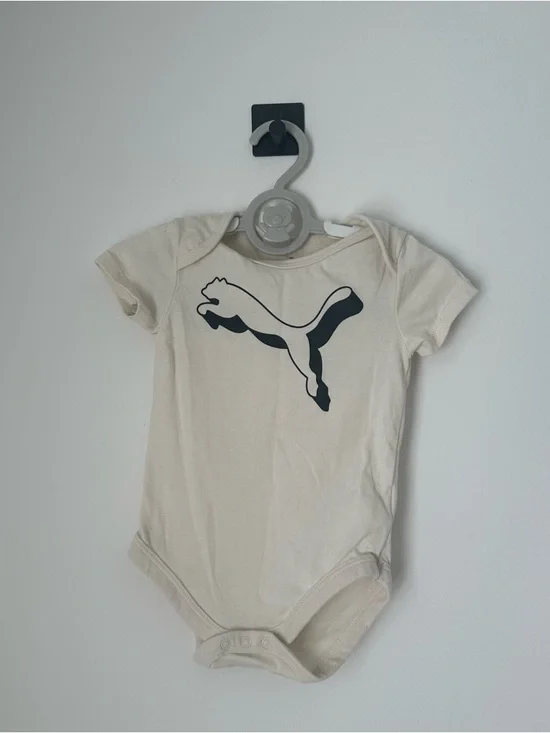 Puma Cream Baby One-Piece Bodysuit with Black Puma Logo