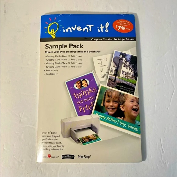 INVENT IT GREETING CARDS Sample Pack Inkjet 6 Cards 2 Postcards 6 Envelopes NEW