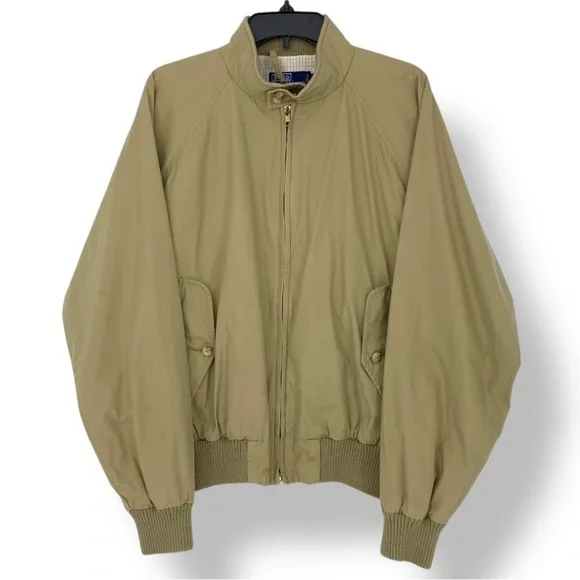 Vtg Polo Ralph Lauren Bomber Plaid Lining Men's Tan Khaki Jacket Sz XL