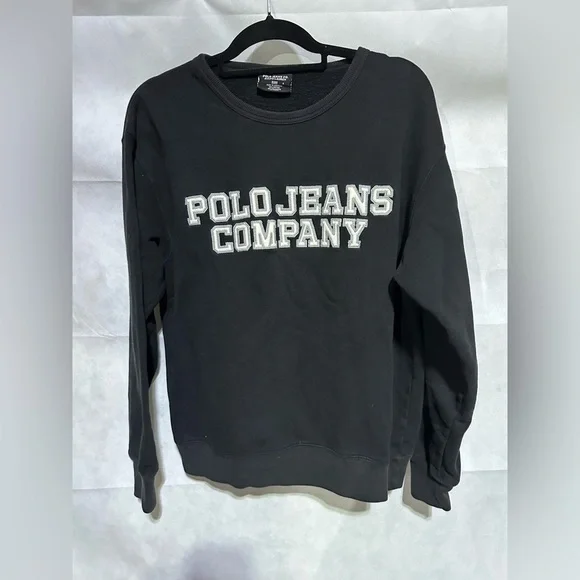 VTG Ralph Lauren Sweatshirt Sz S Navy Blue Embroidered Polo Jeans Company Spell