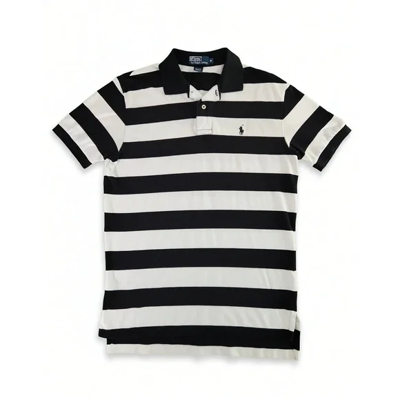 Polo Ralph Lauren Classic Fit Polo Shirt Mens M Striped Cotton Preppy Collegiate