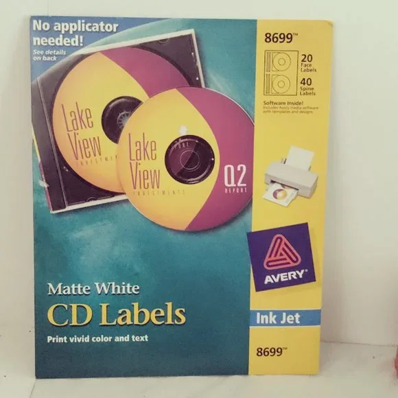 AVERY Matte White CD Labels #8699 Ink Jet No applicator needed!