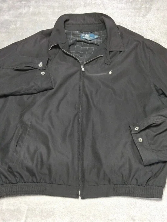 Polo Ralph Lauren Mens 2XL XXL Black Bi-Swing Harrington Windbreaker Old Money