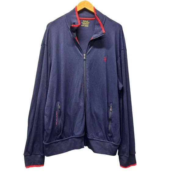Polo‎ Ralph Lauren Track Jacket Mens XXL 2XL Performance Navy Blue Full Zip
